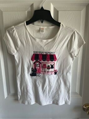 GUC Gymboree White Tee with Pink and Black Boutique Shop Graphic size 12